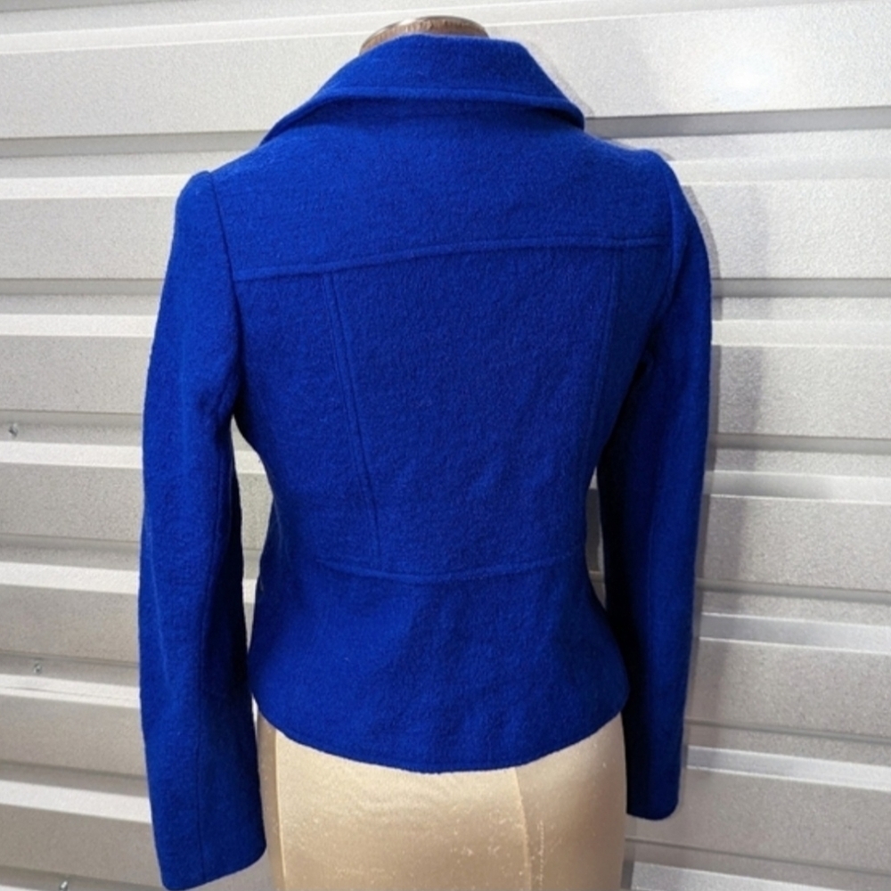 CHICOS Boiled 100% Wool Moto Jacket Lined Women's Size 3 Purple Twilight - Picture 3 of 11